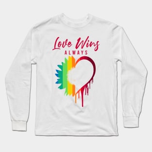 Love Always Wins Rainbow Sunflower and Heart - Lgbt White Long Sleeve T-Shirt